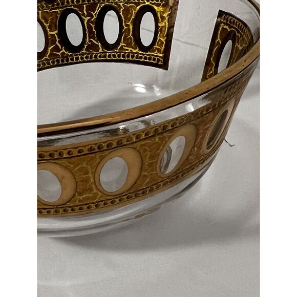 Vtg Culver Gold Antigua Glass Bowl Crackled MCM 5” Snack Trinket Candy Dish - Picture 8 of 16